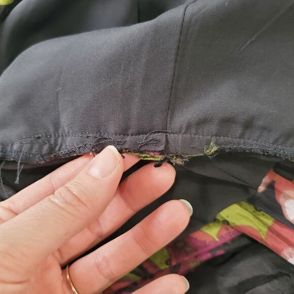 Cenia New York Jumpsuit Womens 10 Green Black Silk Paisley Wide Leg Fairy Whimsy - Picture 11 of 12